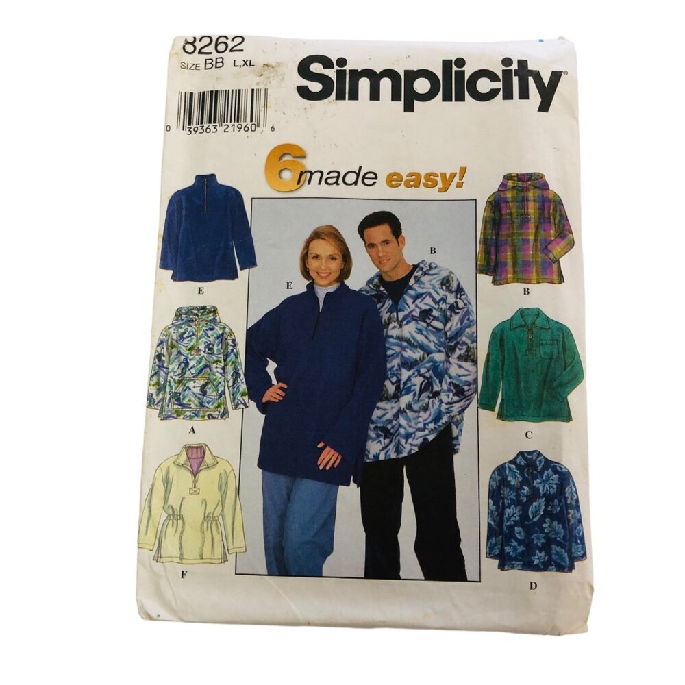 Vintage Simplicity Sewing Pattern 8262 Misses Mens Teens Top Size L-XL